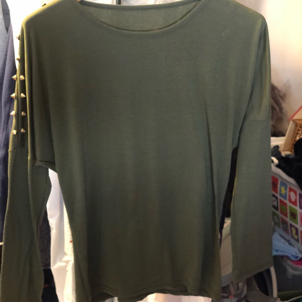 Army green shirt with spikes